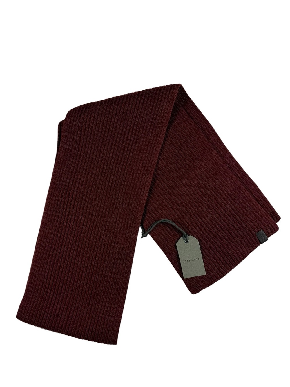 All Saints Narrow Rib Merino Wool Scarf, NWT.